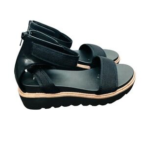 MIA Black Jinger Platform Sandals Size 8